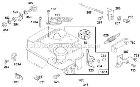 Page H Diagram and Parts List for 80200 2201-2413, 2416, 2419, 2421, 2422, 2423, 2424, 2426, 2428, 2429 Briggs and Stratton Engine